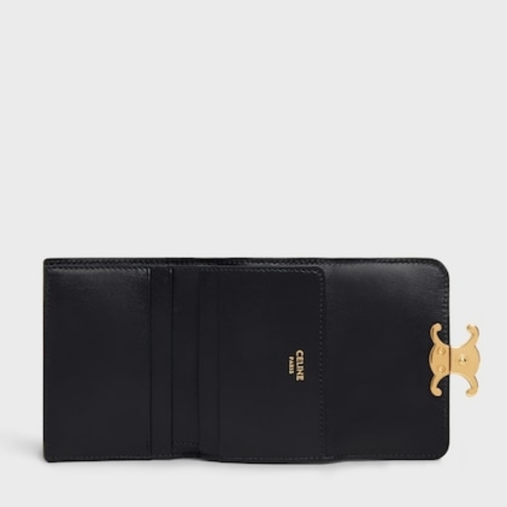 LIKE NEW!!! CELINE COMPACT WALLET WITH COIN TRIOMPHE IN Shiny Calfskin TRIFOLD - Picture 5 of 16